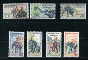 Laos 41 - 47 Elephant Stamp Set Mint Hinged 1958