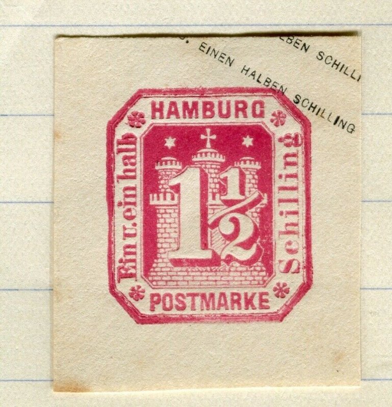 GERMANY; HAMBURG 1870s early classic Postal Stationary Piece