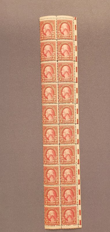 634, Washington, Strip of 20 w/selvage, Mint OGNH, CV $20.00