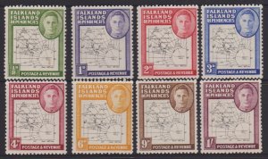 Falkland Islands Dependencies Sc#1L1-1L8 MH Reissue Map Thin and Clear