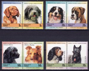 Tuvalu Nukulaelae 1985 Sc#35/38 DOGS 4 pairs perforated (8) MNH