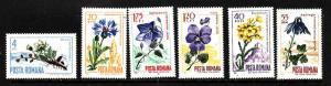 Romania-Sc#1925-30-unused NH set-Carpathian Flora-1967-