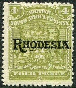 RHODESIA-1909-12 4d Olive Sg 105 MOUNTED MINT V48404