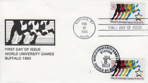 1993 World University Games Sc 2748 Buffalo NY, Cartonia 1st cachet signed