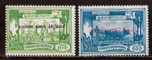 BURMA 1963 Sc#173/174 FREEDOM FROM HUNGER-FAUNA (FAO-UN)  Set (2)  MNH