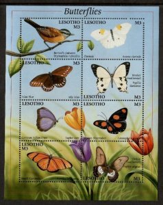 Lesotho 2001 - Butterflies - Sheet of 8 Stamps - Scott #1269 - MNH
