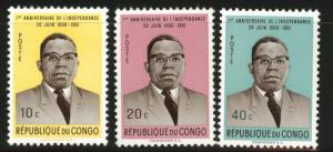 Congo Democratic Republic Scott 381-3 MH* 1961 short set