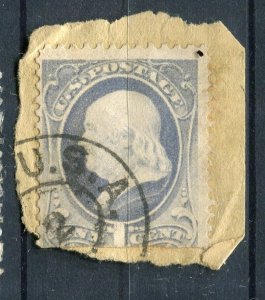 USA; 1870s early classic Franklin issue used shade of 1c. + Postmark