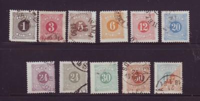 Sweden Sc J12-22 1877-1886 Postage Due stamp set used