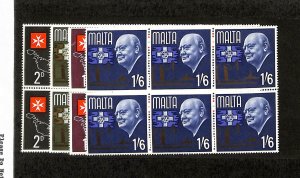 Malta, Postage Stamp, #344-347 Blocks Mint NH, 1966 Churchill