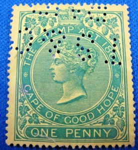 CAPE OF GOOD HOPE  1864  -  REVENUE STAMP  -  USED      (jps8)