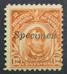 MOMEN: US PHILIPPINES #296S R SPECIMEN 1917-25 MINT OG H $40 #2535