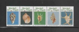 MARSHALL ISLANDS #156a 1987 SEASHELLS MINT VF NH s/5