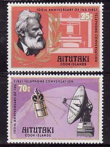 Aitutaki-Sc#143-4- id7-unusd NH set-Telephone-Alexander Graham Bell-1977-