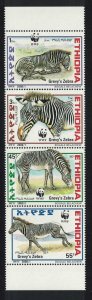 Ethiopia WWF Grevy's Zebra Vertical Strip of 4v 2001 MNH SC#1533 a-d