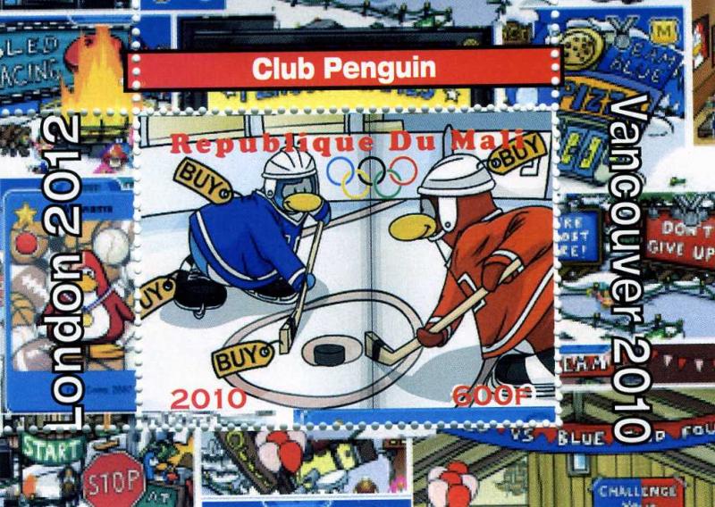 Mali 2010 Disney Club penguin-Olympics s/s Perforated mnh.vf