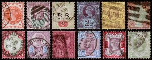 Great Britain Scott 111-122 (1887-92) Used H F Complete Set, CV $274.85 C