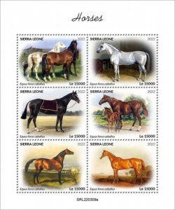 Sierra Leone - 2022 Horses on Stamps - 6 Stamp Sheet - SRL220309a