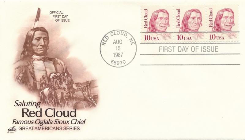 #2175 FDC & Ceremony Program 10¢ Red Cloud Great American