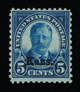 GENUINE SCOTT #663 VF-XF MINT PRISTINE OG NH 1929 KANSAS OVERPRINT ISSUE #8954