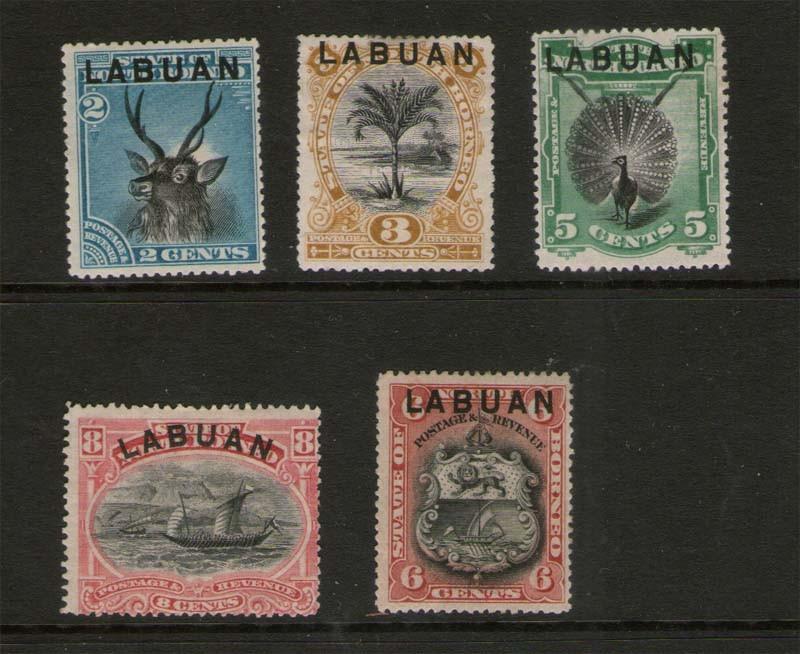 Malaya S. Setts. Labuan 1901 Sc 50-54 MH (51 smell thin)