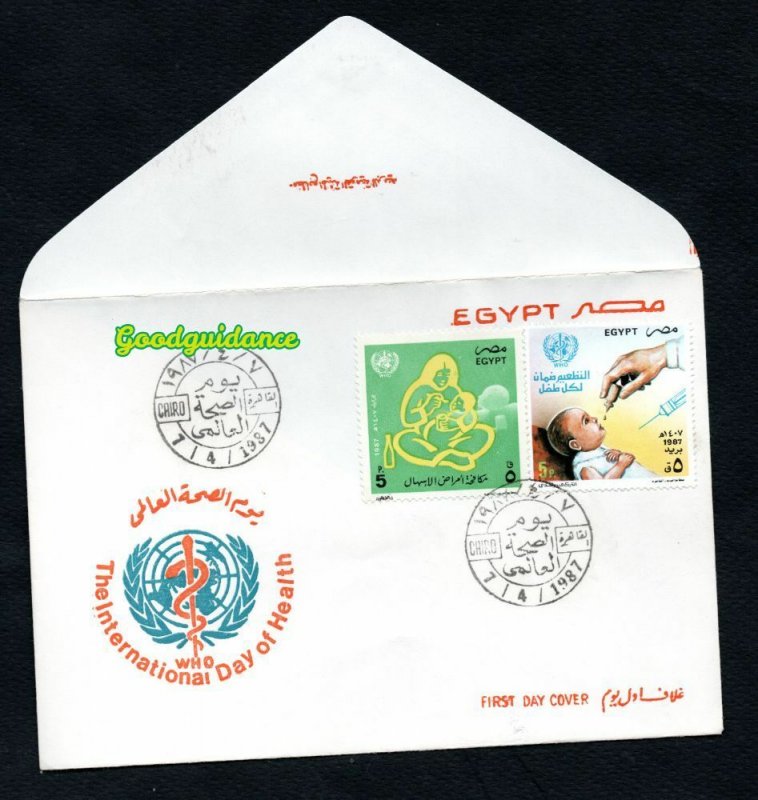 1987- Egypt- World health day- Journée mondiale de santé-Vaccine-Vaccin-FDC rare 