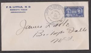 NEWFOUNDLAND Corner Ad Cover P R Little, MD - Cover Is Also Royal Visit FDC