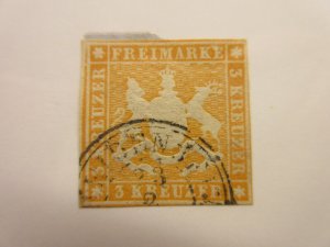 German States WURTTEMBERG Scott 9 USED ON PIECE Lot11 Cat $14