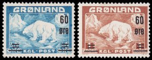 Greenland Scott 39-40 (1956) Mint H VF, CV $76.00 C