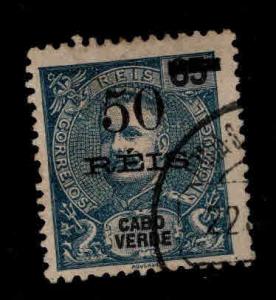 Cabo or Cape Verde Scott 84 Used surcharged  King Carlos stamp