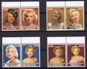 Easdale Island Scotland 2007 MARILYN MONROE set of 4 pairs Perforated Mint (NH)