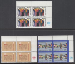 UN New York 291-293 Inscription Plate Blocks MNH VF