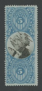 USA R127 - 5 Dollar 2nd Issue Revenue - Fine Used with Manuscript Cancel