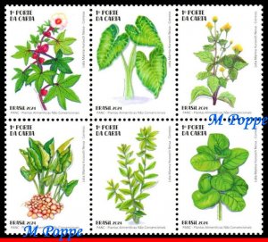 24-03 BRAZIL 2024 UNCONVENTIONAL FOOD PLANTS, PANC, FLOWERS, SET MNH