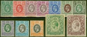 Somaliland 1912-19 set of 12 to 2R SG60-70 Mtd Mint