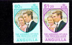 ANGUILLA #179-180  1973  PRINCESS ANNE WEDDING        MINT  VF NH  O.G  b