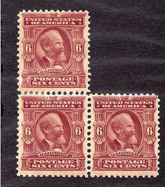 305 Mint,OG,LH... Irregular Block of 3... SCV $180.00