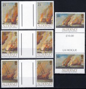 ZAYIX Alderney 65-68 MNH Gutter Pairs Battle of La Hogue Ships 092023SM95M