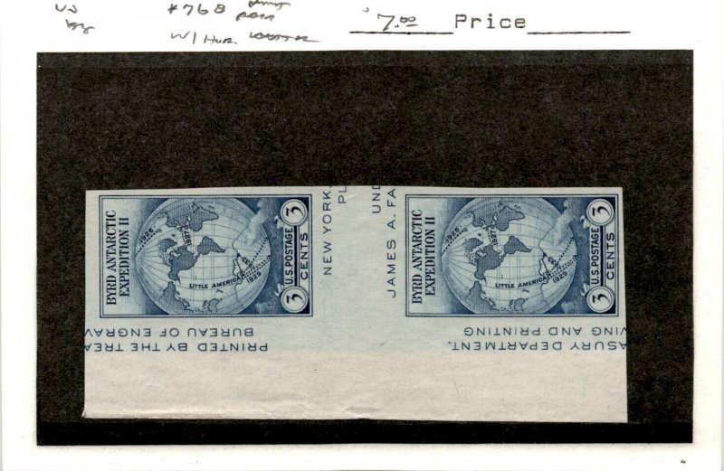 United States Postage Stamp, #768 Mint Gutter Pair, 1935 Byrd Antarctic (AH)