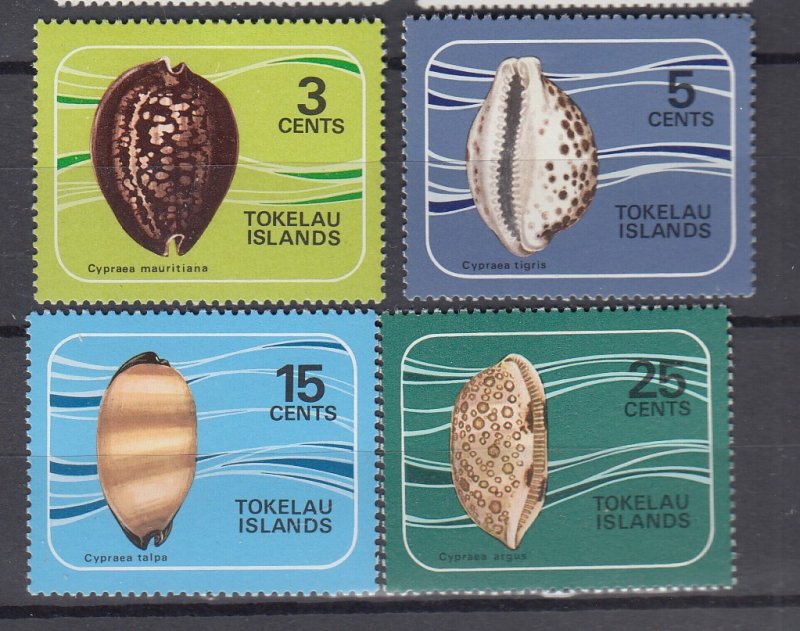 J39628, JL stamps,1974 tokelau set mnh #41-4 sea shells