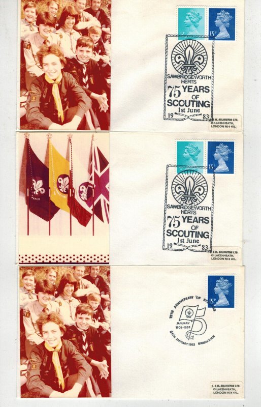 BOY SCOUTS & SCOUTING 1980s LOT 16 DIFFERENT U.K. / FOREIGN & PICTORIAL CANCELS