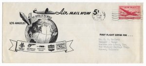 Los Angeles, California to Denver 1946, Air Mail Now 5c, Airline Logos & Globe