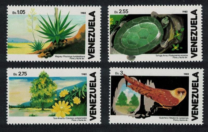 Venezuela Oilbird Nightjar Turtle Cacti Birds and Flora 4v 1982 MNH