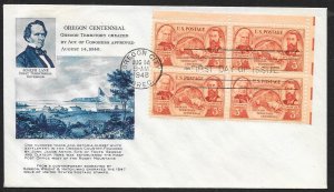 UNITED STATES FDC 3¢ Oregon Territory BLOCK 1948 Fulton