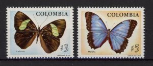 [Hip1264] Colombia : Butterflies Good set very fine MNH stamps