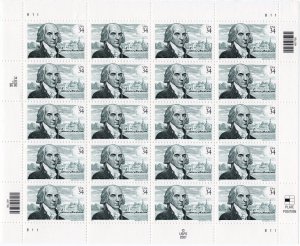 Scott #3545 James Madison Full Sheet of 20 Stamps- MNH