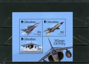 GIBRALTAR 1999 MILITARY AVIATION SHEET OF 3 STAMPS MNH