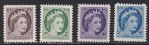 Canada # 337 / 341, Queen Elizabeth Definitive Issues, NH