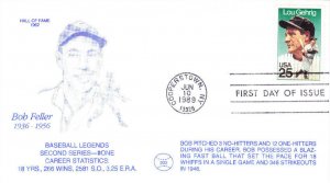 DBC Cachet Bob Feller HOF 1st Day #2417 Lou Gehrig Baseball 1989