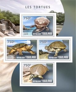 Togo - 2014 Turtles on Stamps - 4 Stamp Sheet - 20H-1007